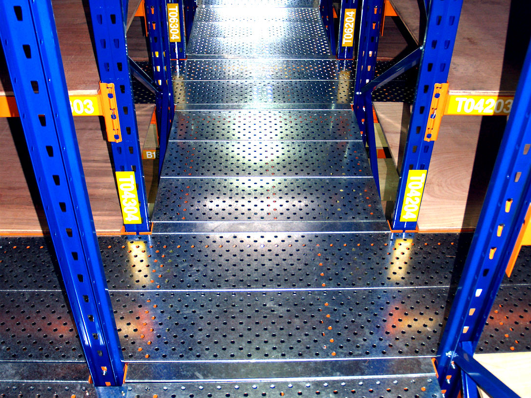 Nutech Perforated Steel Plank as flooring on Rack Supported Platform. 