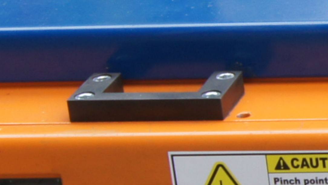 Image of rescue bracket on Nutech pallet shuttle. 